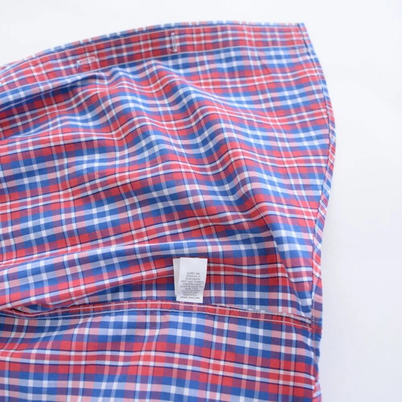 Vineyard Vines Blue & Red Checker Slim Fit Whales 100% Cotton Button Up Shirt M - Picture 12 of 12